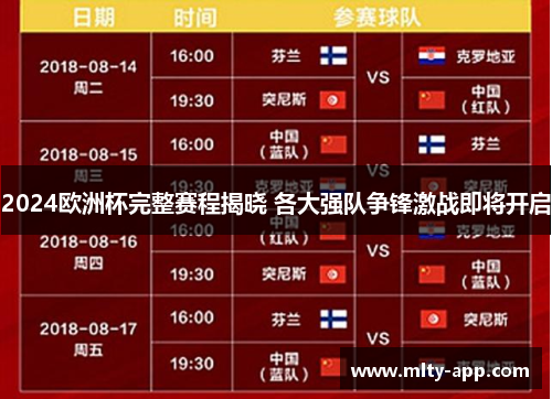 2024欧洲杯完整赛程揭晓 各大强队争锋激战即将开启